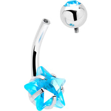 Load image into Gallery viewer, Blue CZ Gem Internally Threaded Simply Star Belly Ring

