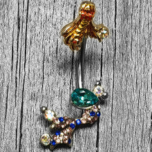 Load image into Gallery viewer, Aurora Gem Abstract Mermaid Double Mount Belly Ring
