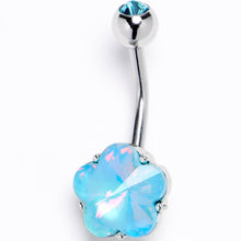 Load image into Gallery viewer, Blue Delicate Blossom Flower Internally Threaded Belly Ring
