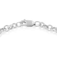 Load image into Gallery viewer, 10K Yellow Gold 1/10 Cttw Diamond Awareness Ribbon &amp; Heart Charm on 7" .925 Sterling Silver Rolo Bracelet (H-I Color, I1-I2 Clarity)
