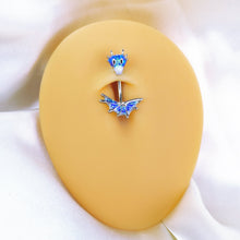 Load image into Gallery viewer, Sea Monster Glitter Blue Double Mount Belly Ring
