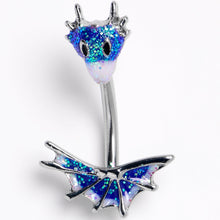 Load image into Gallery viewer, Sea Monster Glitter Blue Double Mount Belly Ring
