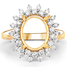 Load image into Gallery viewer, 0.79 Carat Genuine White Diamond 14K Yellow Gold Semi Mount Ring - holds 11x9mm Oval Gemstone
