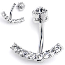 Load image into Gallery viewer, Clear CZ Gem Internally Threaded Arc Of Glam Belly Ring
