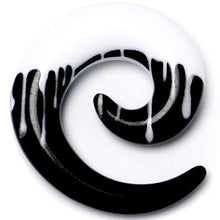 Load image into Gallery viewer, 0G Black White Reverse Drip Acrylic Spiral Taper Set
