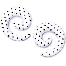 Load image into Gallery viewer, 0G White Acrylic Polka Dots Black Spiral Taper Set
