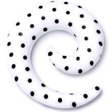 Load image into Gallery viewer, 0G White Acrylic Polka Dots Black Spiral Taper Set
