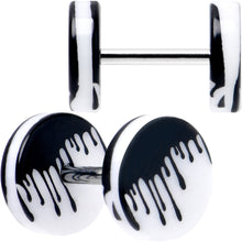 Load image into Gallery viewer, 16G White Black Drip Acrylic Cheater Plug Set

