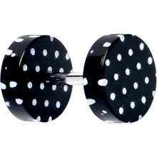 Load image into Gallery viewer, 16G Black Acrylic Polka Dots White Cheater Plug Set
