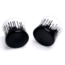 Load image into Gallery viewer, White Black Drip Acrylic Double Flare Plugs
