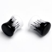 Load image into Gallery viewer, White Black Drip Acrylic Double Flare Plugs
