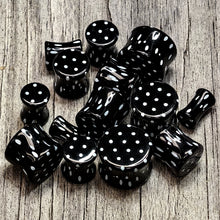 Load image into Gallery viewer, Black Acrylic Polka Dots White Double Flare Plug Set
