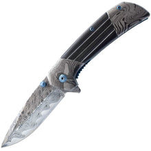 Load image into Gallery viewer, 7.75" Titanium &amp; Damascus Folding Knife
