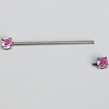 Load image into Gallery viewer, 14G Pink Gem Forward Facing Internally Threaded Industrial Barbell 38mm
