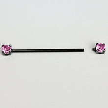 Load image into Gallery viewer, 14G Pink Gem Black Forward Facing Internally Threaded Industrial Barbell 38mm
