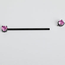 Load image into Gallery viewer, 14G Pink Gem Black Forward Facing Internally Threaded Industrial Barbell 38mm
