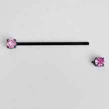 Load image into Gallery viewer, 14G Pink Gem Black Forward Facing Internally Threaded Industrial Barbell 38mm
