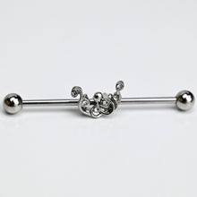 Load image into Gallery viewer, 14G Clear Gem Scrolling Elegance Industrial Barbell 38mm

