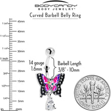 Load image into Gallery viewer, Clear Yellow Green Gem Exotic Butterfly Dangle Belly Ring
