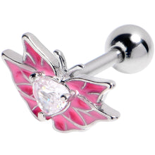 Load image into Gallery viewer, 16G 1/4 Clear Gem Heart Pink Butterfly Cartilage Tragus Earring
