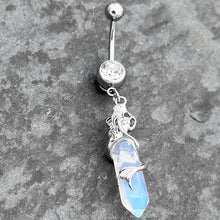 Load image into Gallery viewer, Clear Gem Mermaid Rider Dangle Belly Ring
