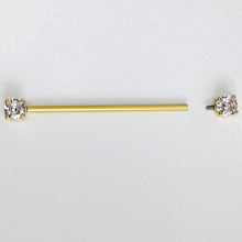 Load image into Gallery viewer, 14G Clear Gem Gold Tone Internally Threaded Industrial Barbell 38mm
