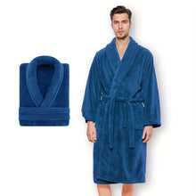Load image into Gallery viewer, Unisex Extra Warm Coral Fleece Bathrobe Mens and Women Adult Robes for Your Bathroom Bath Towel Bedroom Shawl Collar Robes, Valentines gift for lovers

