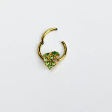 Load image into Gallery viewer, 16G 3/8 Green Gem Gold Tone Butterfly Grapes Hinged Segment Ring
