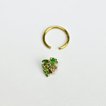 Load image into Gallery viewer, 16G 3/8 Green Gem Gold Tone Butterfly Grapes BCR Captive Ring
