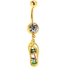 Load image into Gallery viewer, Clear Gem Gold Tone Beach Sandal Dangle Belly Ring
