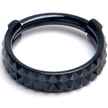 Load image into Gallery viewer, 16G 5/16 BlackPVD Pyramid Cut Double Hoop 316L Surgical Steel Hinged Segment Ring
