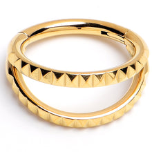 Load image into Gallery viewer, 16G 5/16" Gold PVD Double Spike Precision Hinged Segment Ring
