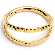 Load image into Gallery viewer, 16G 3/8" Gold PVD Double Spike Precision Hinged Segment Ring
