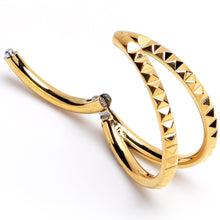 Load image into Gallery viewer, 16G 3/8" Gold PVD Double Spike Precision Hinged Segment Ring
