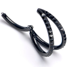 Load image into Gallery viewer, 16G 3/8" Black PVD Double Spike Precision Hinged Segment Ring
