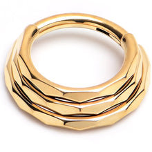 Load image into Gallery viewer, 16G 5/16 Gold PVD Faceted Triple Stack Hoop Titanium Hinged Segment Ring
