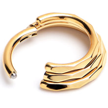 Load image into Gallery viewer, 16G 5/16 Gold PVD Faceted Triple Stack Hoop Titanium Hinged Segment Ring
