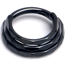 Load image into Gallery viewer, 16G 5/16 Black PVD Faceted Triple Stack Hoop Titanium Hinged Segment Ring
