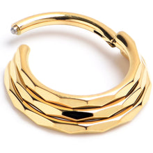 Load image into Gallery viewer, 16G 3/8 Gold PVD Faceted Triple Stack Hoop Titanium Hinged Segment Ring
