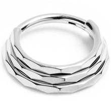 Load image into Gallery viewer, 16G 3/8 Faceted Triple Stack Hoop Titanium Hinged Segment Ring
