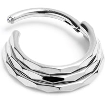 Load image into Gallery viewer, 16G 3/8 Faceted Triple Stack Hoop Titanium Hinged Segment Ring
