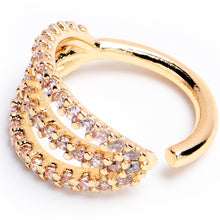 Load image into Gallery viewer, 16G 5/16 Clear CZ Gem Gold Tone Faux Triple Hoop Closure Ring
