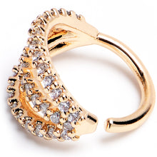 Load image into Gallery viewer, 18G 5/16 Clear CZ Gem Gold Tone Faux Triple Hoop Closure Ring
