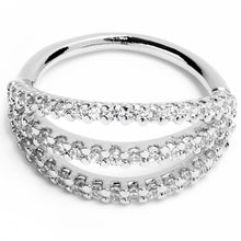 Load image into Gallery viewer, 18G 3/8 Clear CZ Gem Faux Triple Hoop Closure Ring
