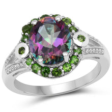 Load image into Gallery viewer, 3.92 Carat Genuine Mystic Quartz&amp; Chrome Diopside .925 Sterling Silver Ring
