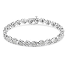 Load image into Gallery viewer, .925 Sterling Silver 1/10 cttw Miracle-Set Round-Cut Diamond "X" Link Tennis Bracelet (I-J color, I2-I3 clarity) - 7.25"
