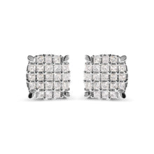Load image into Gallery viewer, 10K White Gold 3/4 Cttw Princess Diamond Composite Cushion Shape Stud Earrings (I-J Color, I1-I2 Clarity)
