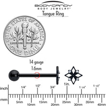Load image into Gallery viewer, Clear CZ Gem Black Gothic Star Barbell Tongue Ring
