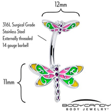 Load image into Gallery viewer, Dragonfly Colors Double Mount Belly Ring
