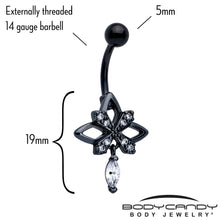Load image into Gallery viewer, Clear CZ Gem Black Gothic Star Dangle Belly Ring
